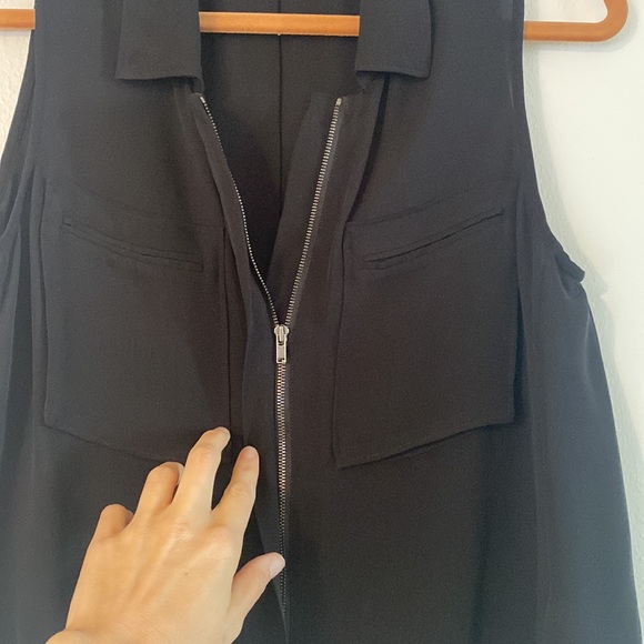 Theory SILK Black Gemia Double Georgette Blouse M - Picture 3 of 6